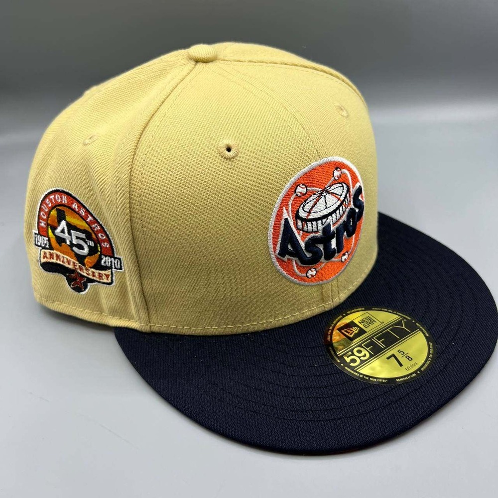 Houston Astros Hat Men 7 5/8 Beige Black 59Fifty New Era MLB Fitted Cap